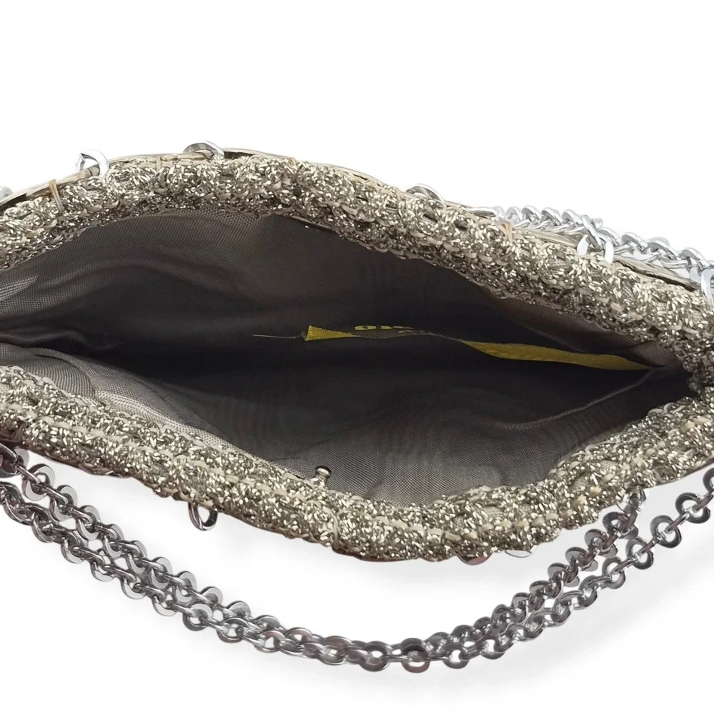 Vintage Color Mate Italy Metal Disc Purse 1960s Mod Paco Rabanne Style Evening